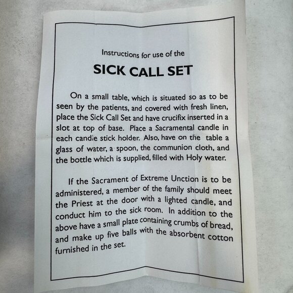 Vintage Crucifix Sick Call Set Walnut Wood Last Rights Cross Catholic INRI 13" - Picture 8 of 12